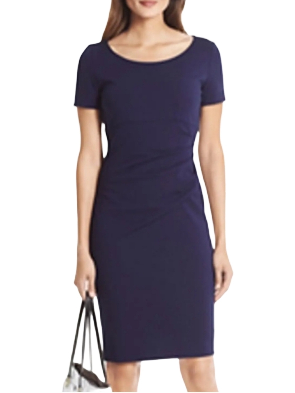 Diane von Furstenberg Bevina Navy Blue Sheath Dress Size 12 Designer Career